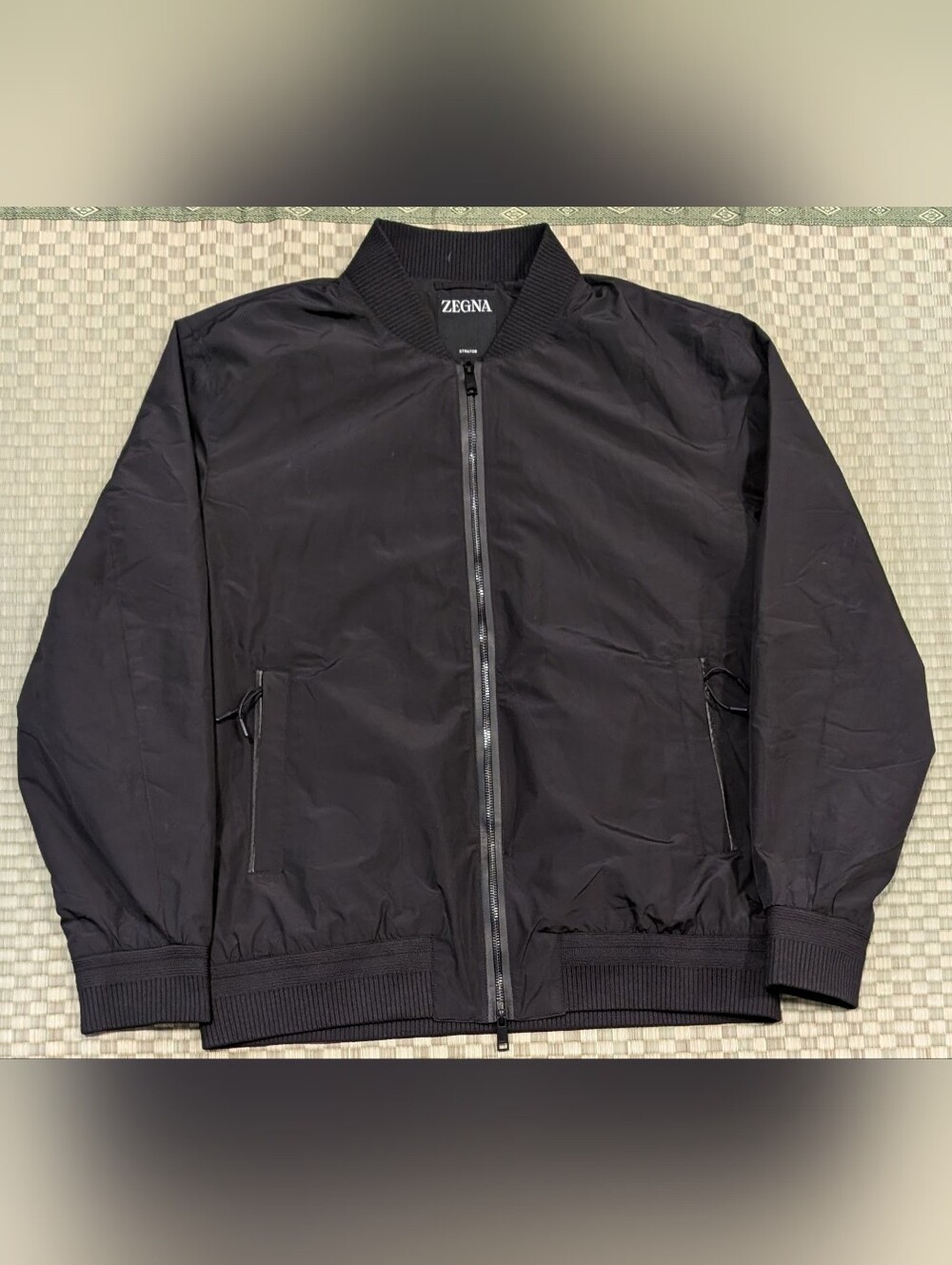 Zegna Stratos Upcycled Cotton Blend Bomber Jacket Black Men's Size IT 52